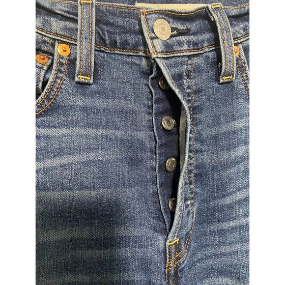 Levi's Jeans Women's 27 On My Honor Blue Denim Ribcage Straight Ankle Button Fly - Picture 10 of 16
